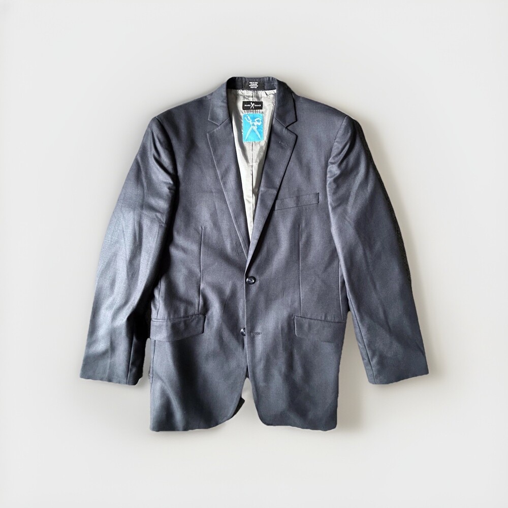 Marc Ecko Suit Jacket Mens 40R Blue 2 Button Notch Lapel Blazer Stretch Travel